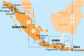 Jáva, Bali a Sumatra - sopky a orangutani - Indonésie