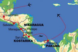 Guatemala, Nikaragua, Kostarika, Panama - Salvador